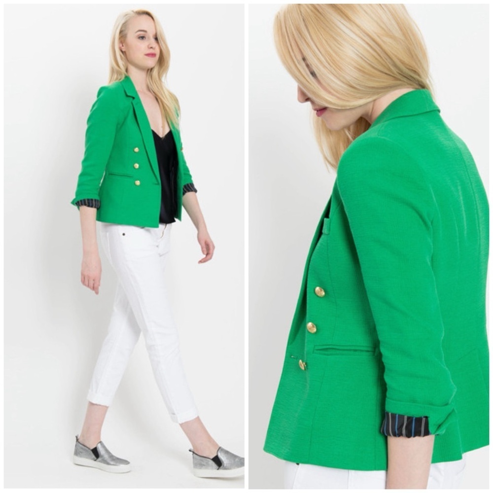 SMYTHE LES VESTES/ Kelly green double breasted RUMPLED COLLEGE BLAZER 2